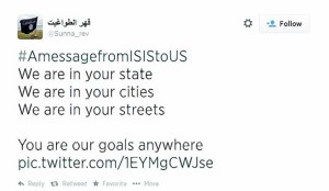 Screenshot of ISIL threat to the U.S. via Twitter